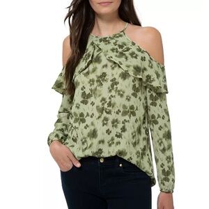 Michael Michael Kors Petite Ruffled Cold-Shoulder Blouse – Size XS